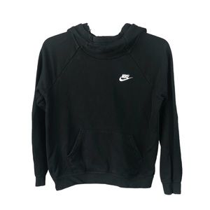 Women's Nike Black and White Logo Soft Semi-Brushed Fleece Hoodie. Size Small
